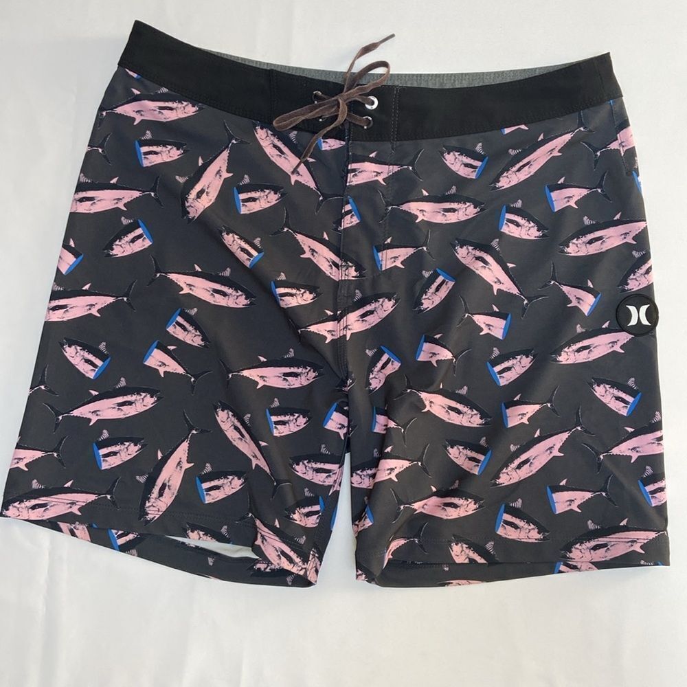 Hurley Black and Pink Board Shorts 
Size 32
